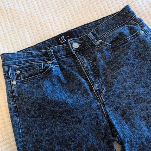GAP Women's Dark Blue Leopard Print Skinny Jeans Leggings - Picture 11 of 11